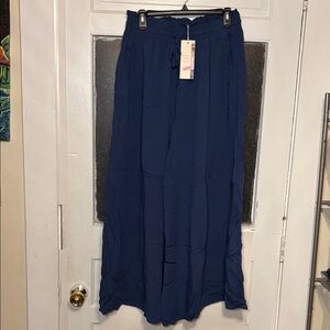 NWT Dokotoo Women’s Elegant Navy Blue Women's Flowing Wide Leg Pants Size Large